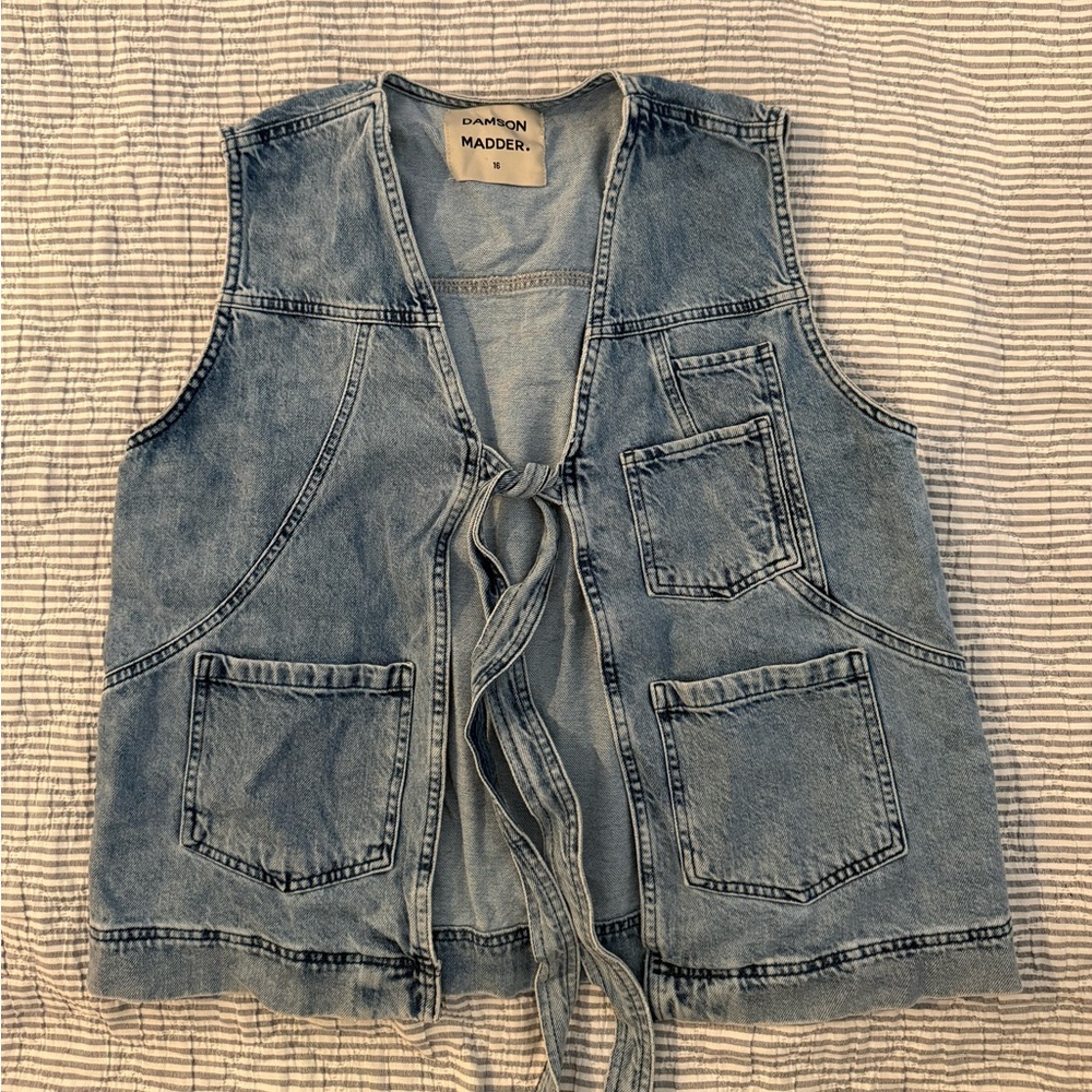 Damson Madder Denim Blue Vest by Fashion Madder
